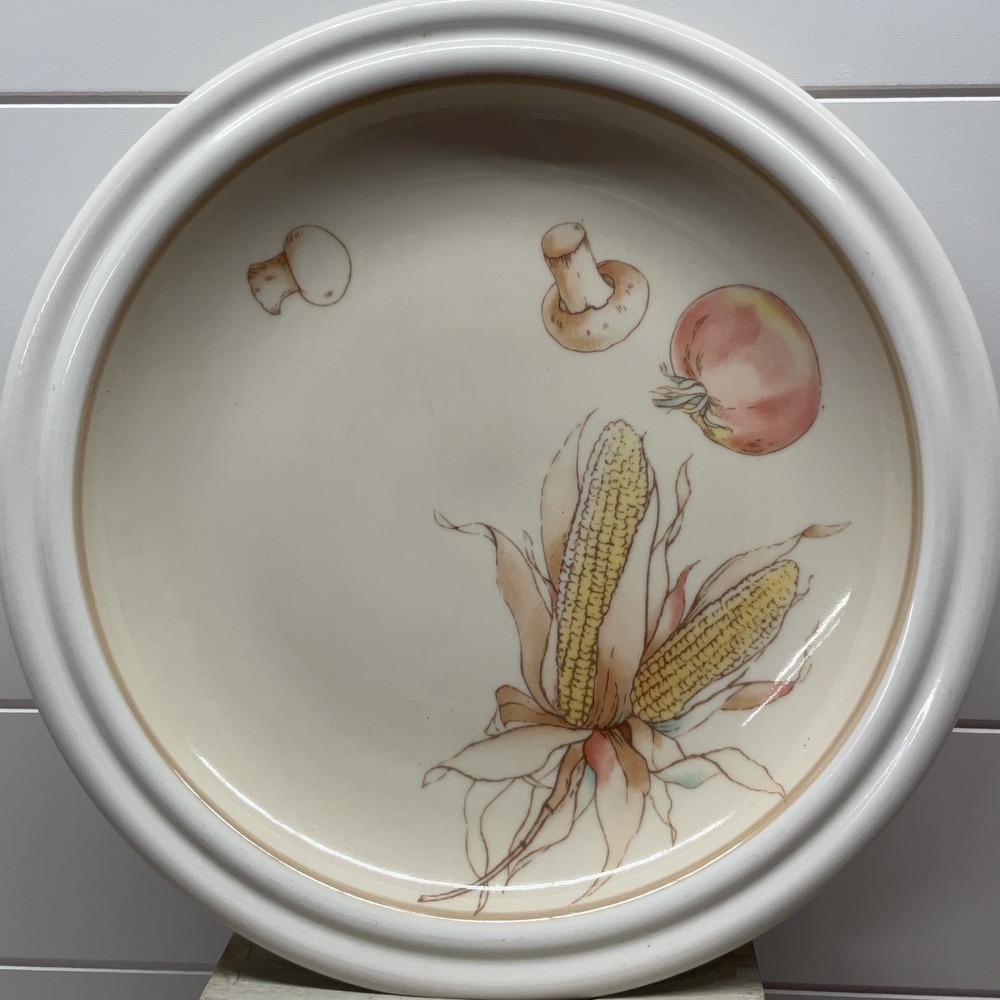 Epoch Autumn Harvest Stoneware Dinner Plate Corn Mushroom Tomato Korea E 2004